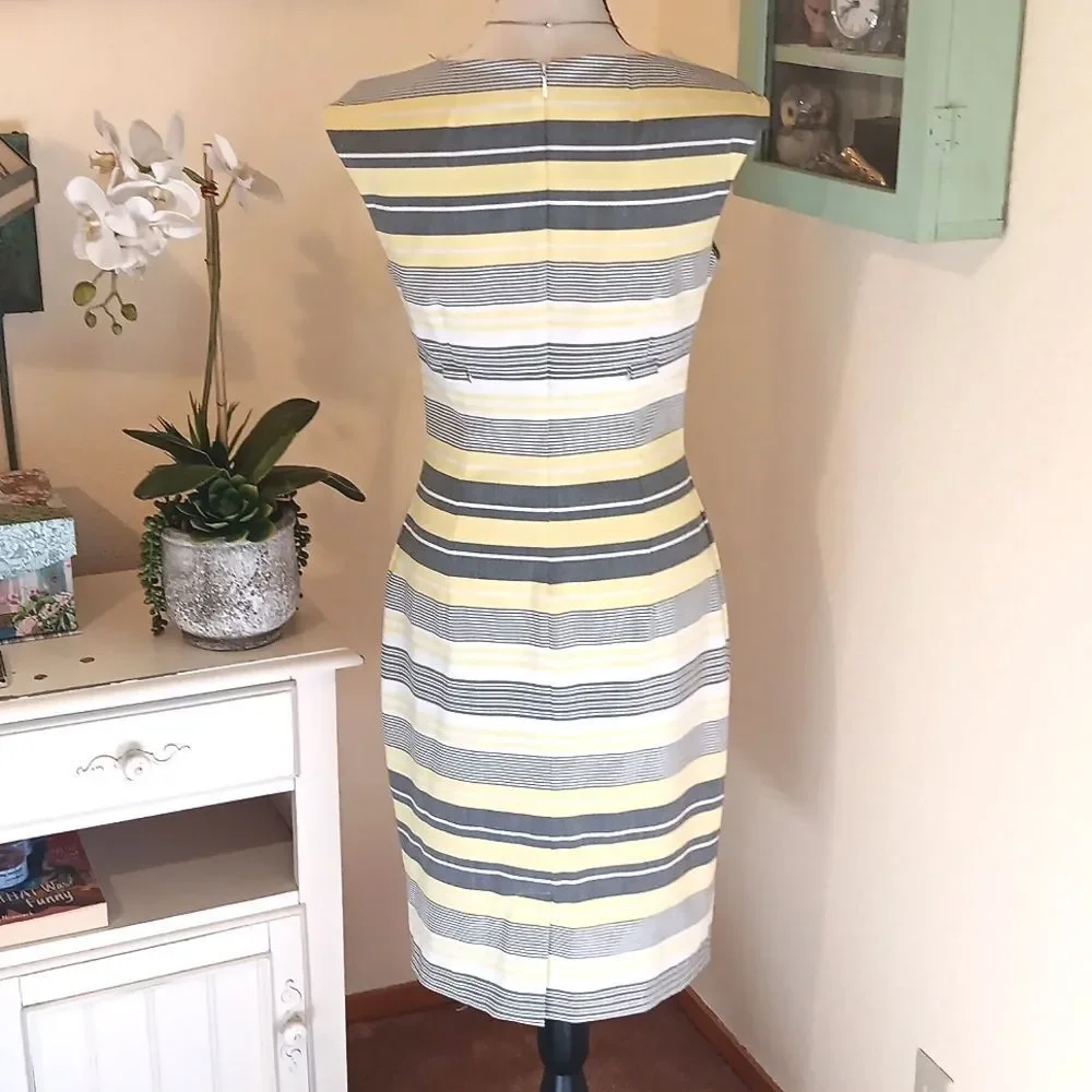 Calvin Klein Yellow and Black Striped Dress. Career. Normcore. Preppy.